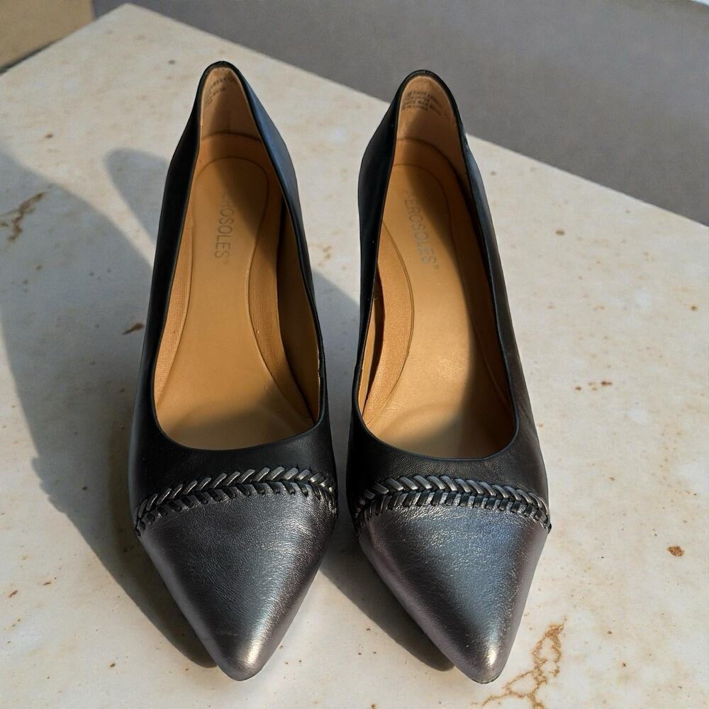 Aerosoles Women's Endearment Pumps 3” Heel Shoes Size 8.5 M Black Gunmetal Gray